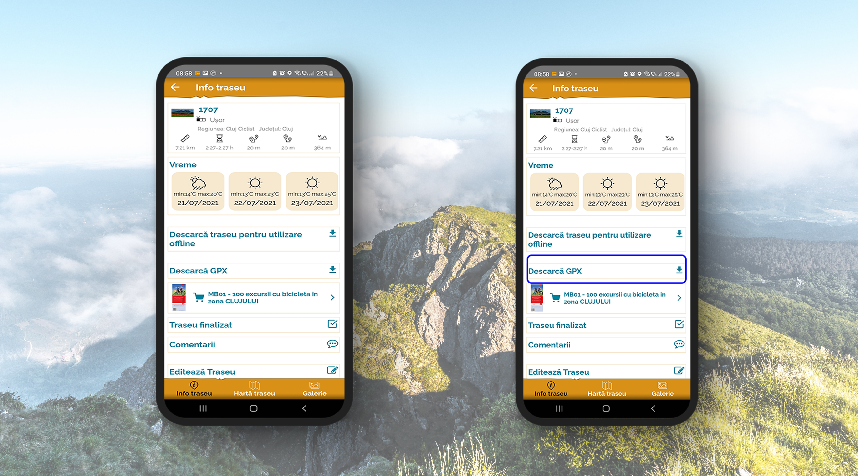  Descărcare traseu pentru uz offline și descărcare GPX nou înregistrat