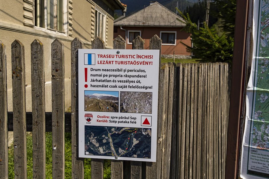 panou avertizare la intrarea traseului ba 0